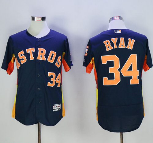 Astros #34 Nolan Ryan Navy Blue Flexbase Authentic Collection Stitched MLB Jersey - Click Image to Close